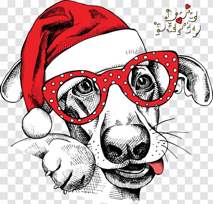 Dog Santa Claus Christmas Card New Year - Frame - Meng Celebrate Transparent PNG