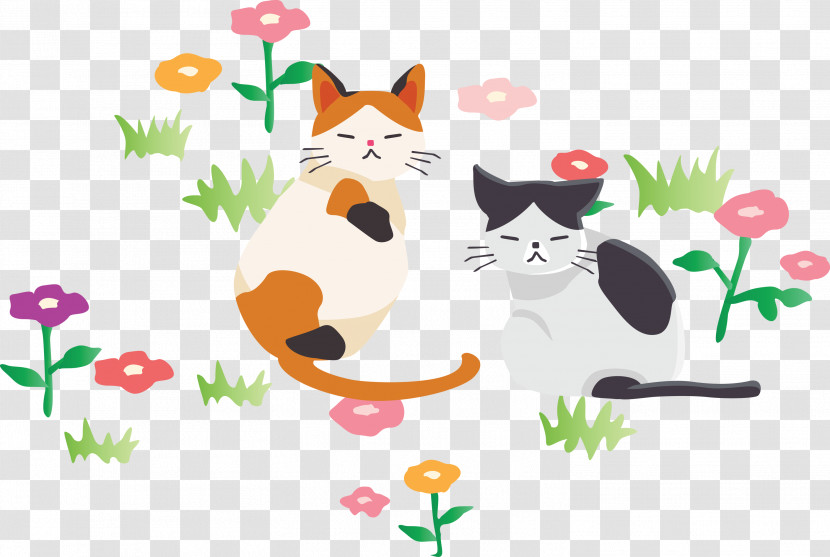 Cartoon Cat Whiskers Tail Small To Medium-sized Cats Transparent PNG