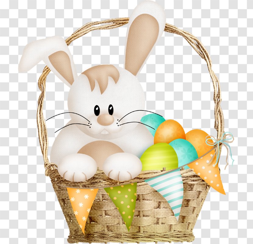 Easter Bunny Cartoon Basket - Drawing - Little Rabbit In The And Eggs Transparent PNG