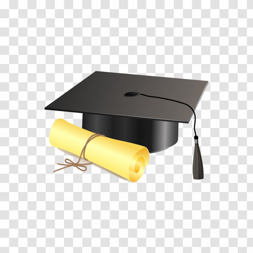 Square Academic Cap Graduation Ceremony Diploma Clip Art - Yellow - Bachelor Transparent PNG
