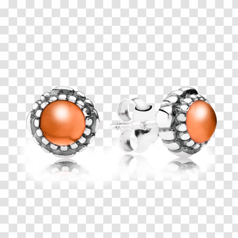 Earring Pandora Birthstone Silver - Carnelian Transparent PNG