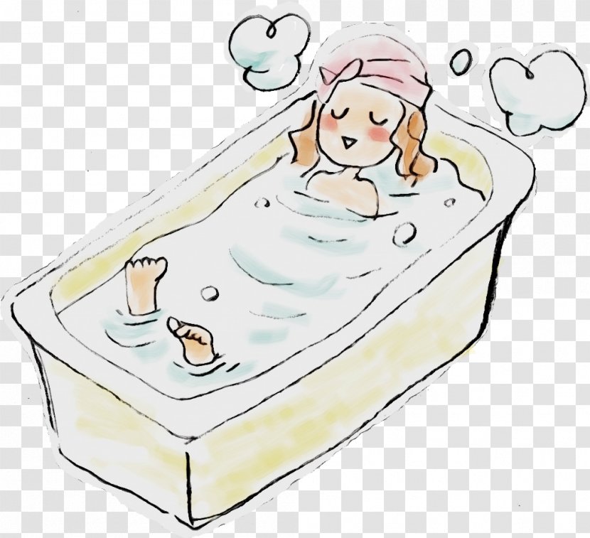 Cartoon Bathing Clip Art Bathtub Furniture - Wet Ink Transparent PNG