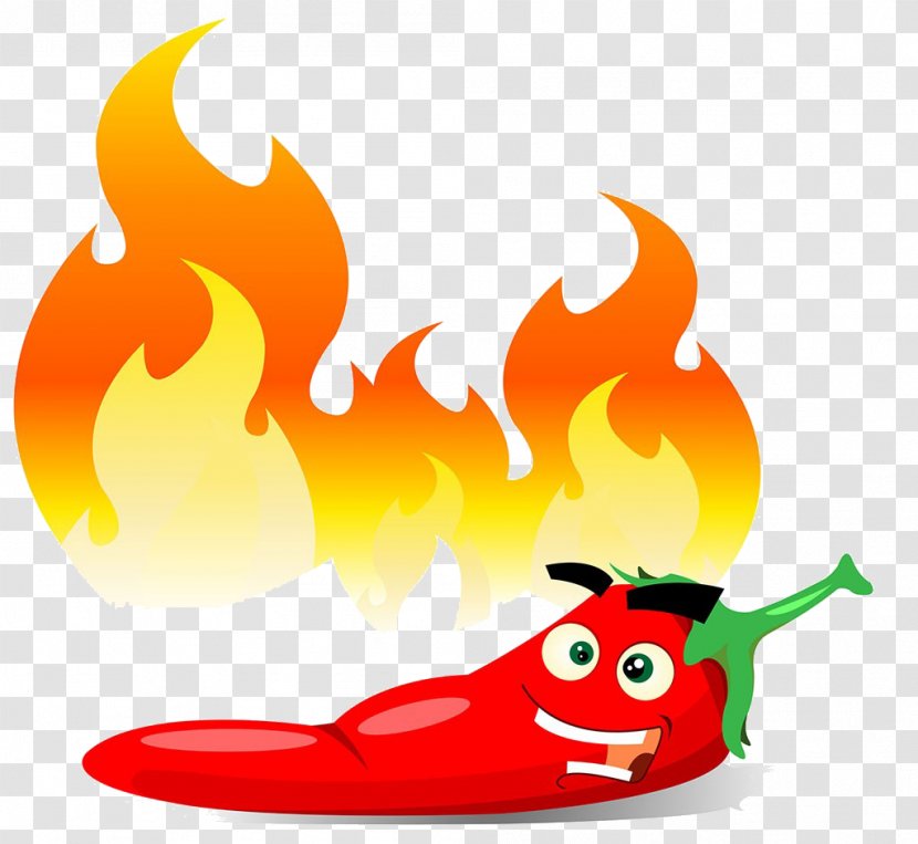 Chili Con Carne Jalapexf1o Bell Pepper Clip Art - Capsicum - Cartoon Fire Transparent PNG