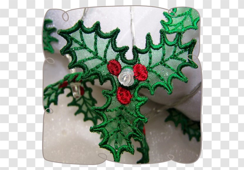 Christmas Decoration Machine Embroidery Holly Ornament - Sewing - String Lights Transparent PNG