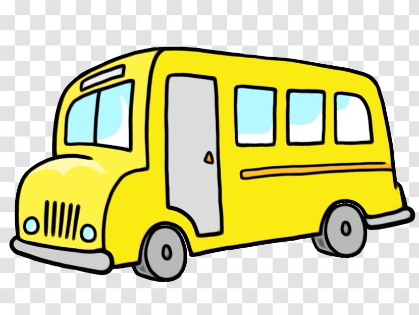 Cartoon School Bus - Commercial Vehicle - Public Transport Minibus Transparent PNG