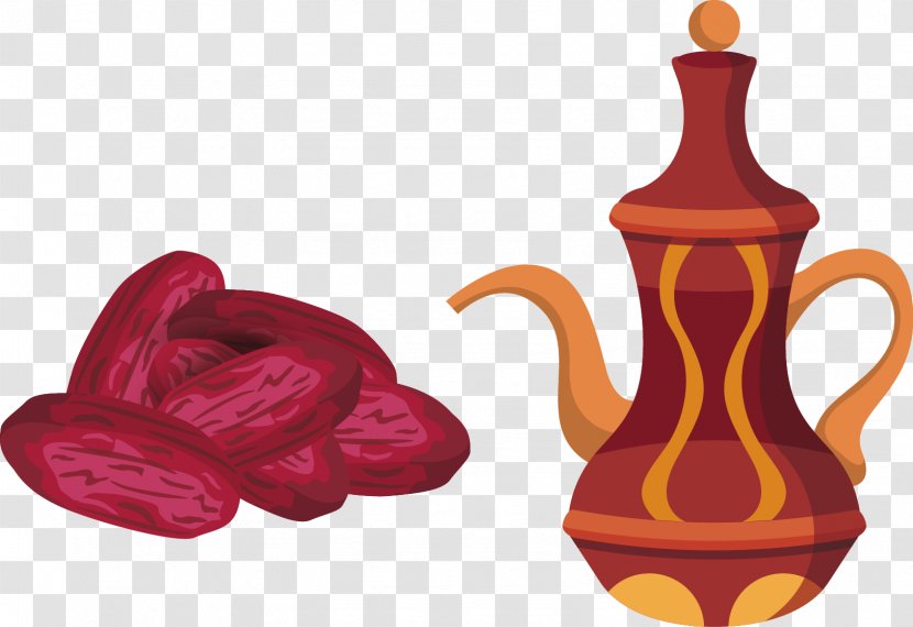 Arab Cuisine Jujube Euclidean Vector - Food - Painted Red Dates And Tea Transparent PNG