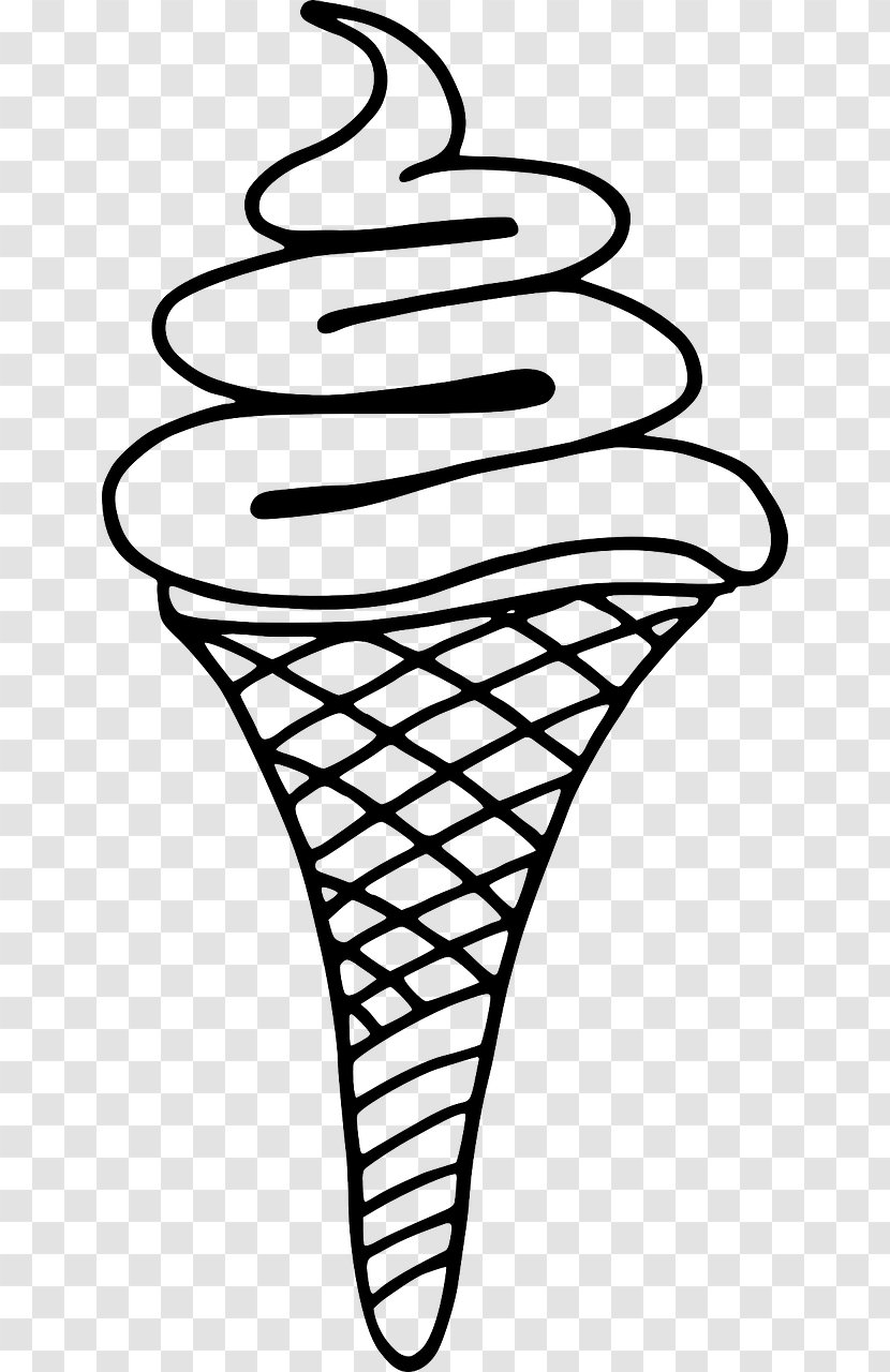 Ice Cream Cones Sundae Waffle - Line Art Transparent PNG