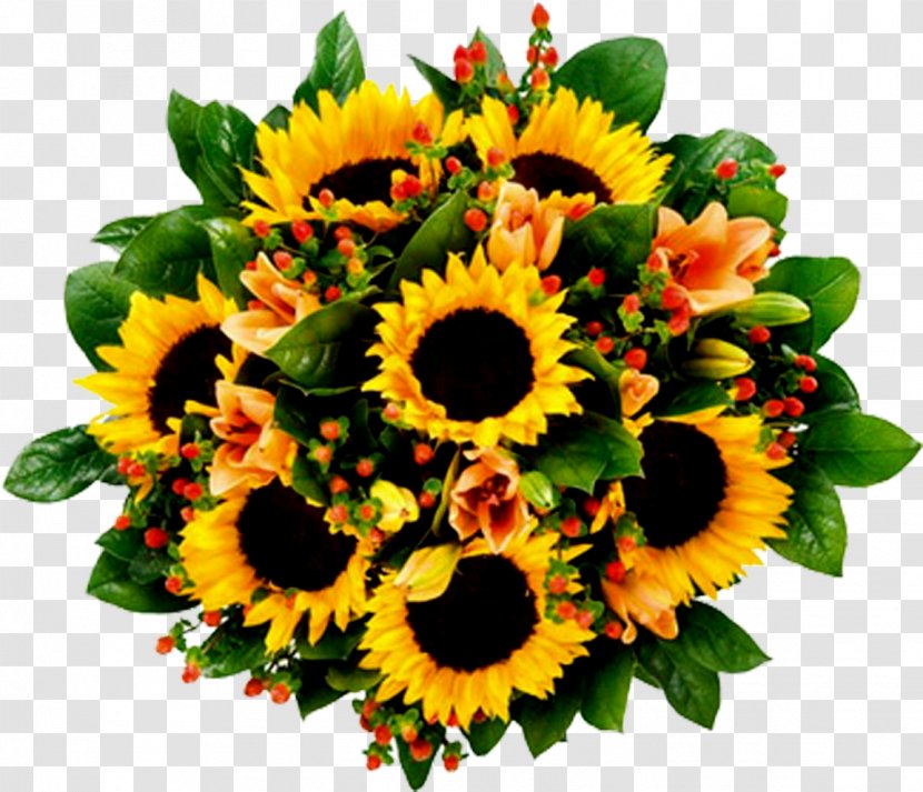 Flower Bouquet Common Sunflower Sunflowers Gift - Daisy Family Transparent PNG