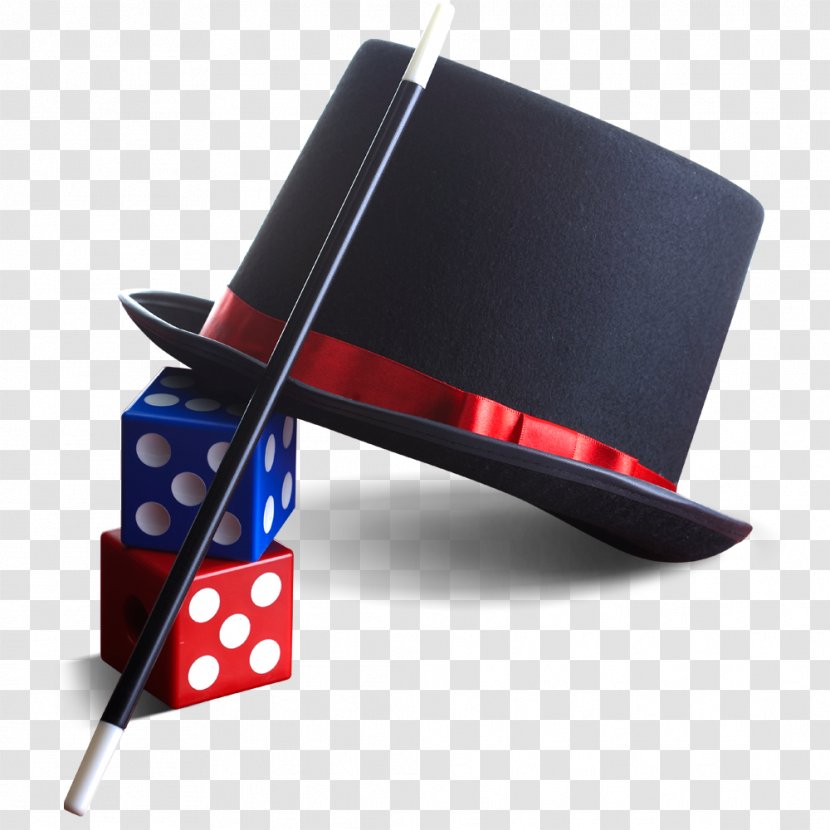 Magician Icon - Red - Black Hat Dice Transparent PNG