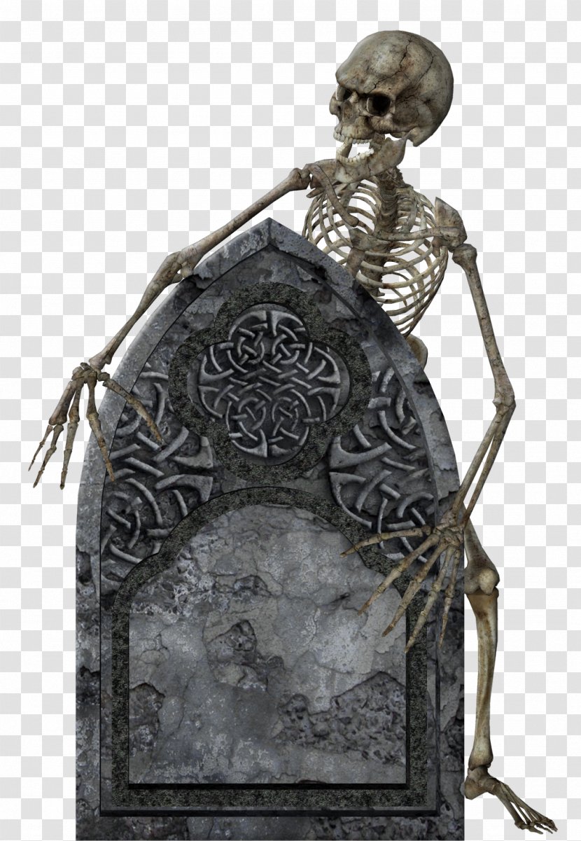 Headstone Halloween - Skeleton With Tombstone Transparent Picture Transparent PNG