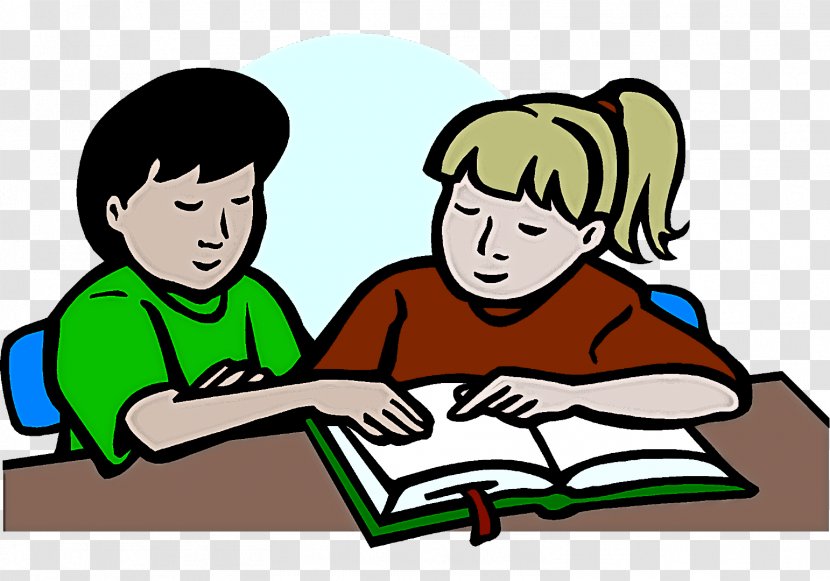 Child Cartoon People Reading Sharing - Happy Interaction Transparent PNG