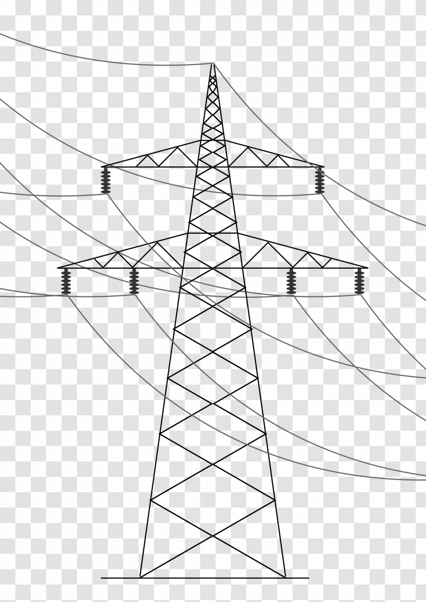 Overhead Power Line Drawing Electric Transmission Electricity - Pole ...