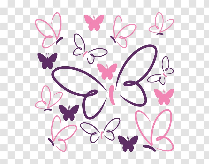 Color Drawing Butterfly Pink - Frame - Material Transparent PNG