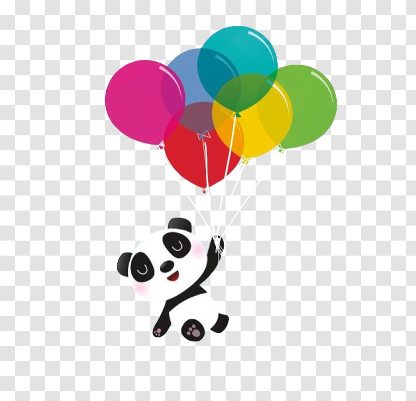 Giant Panda Balloon Bear Birthday - Black Background Picsart Transparent PNG