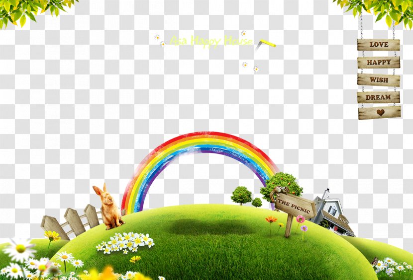 Child Poster Photography Illustration - Grass And Rainbow Transparent PNG
