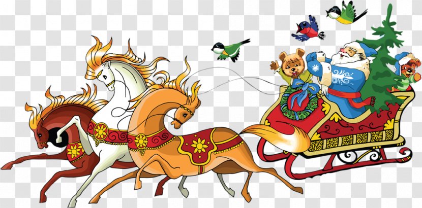 Santa Claus Horse Reindeer Christmas - Royaltyfree - Mara Car Transparent PNG