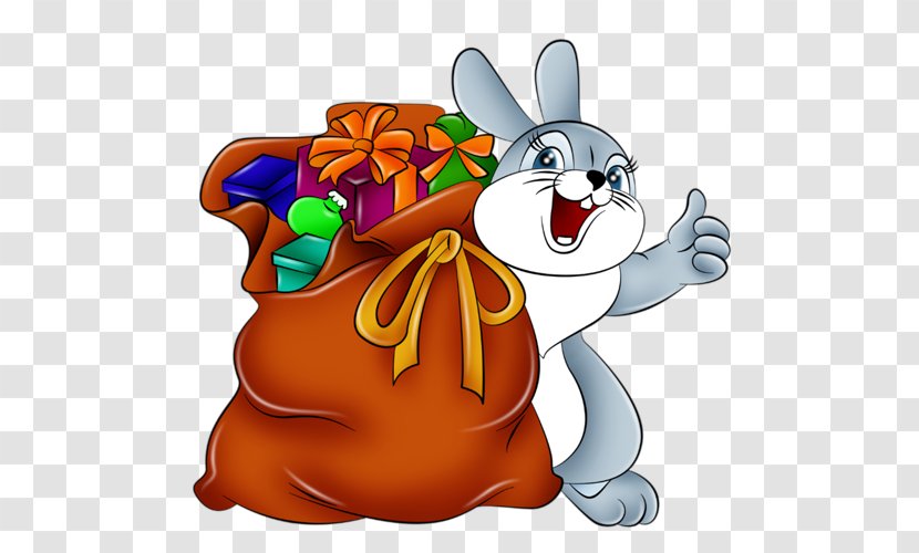 Mickey Mouse Christmas The Walt Disney Company Clip Art - Rabits And Hares - Rabbit With A Gift Transparent PNG