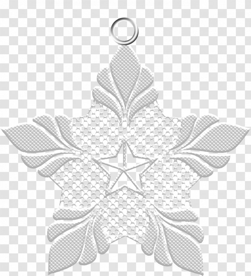 Symmetry White Line Leaf Pattern - Monochrome Transparent PNG