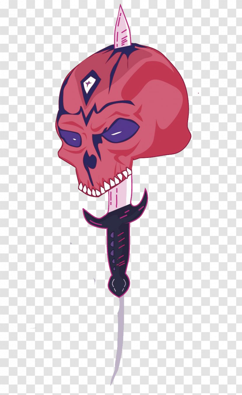 Dagger Skeleton Skull Illustration - Pink Transparent PNG