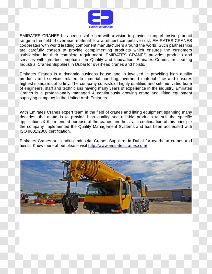 Motor Vehicle Engineering Brochure Brand - Gantry Crane Transparent PNG