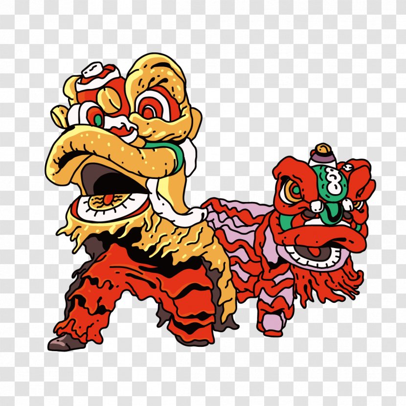 Lion Dance Chinese New Year Illustration - Vector Dancers Transparent PNG