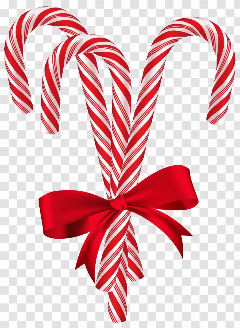 Candy Cane Christmas Card Santa Claus Tree - Greeting Note Cards - Canes With Red Bow Clip Art Image Transparent PNG