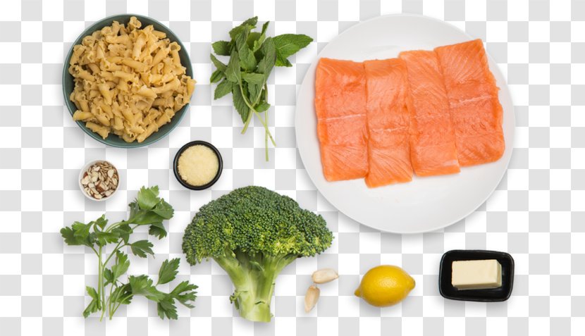 Vegetarian Cuisine Smoked Salmon Pasta As Food Recipe - Garnish - Roasted Broccoli Transparent PNG