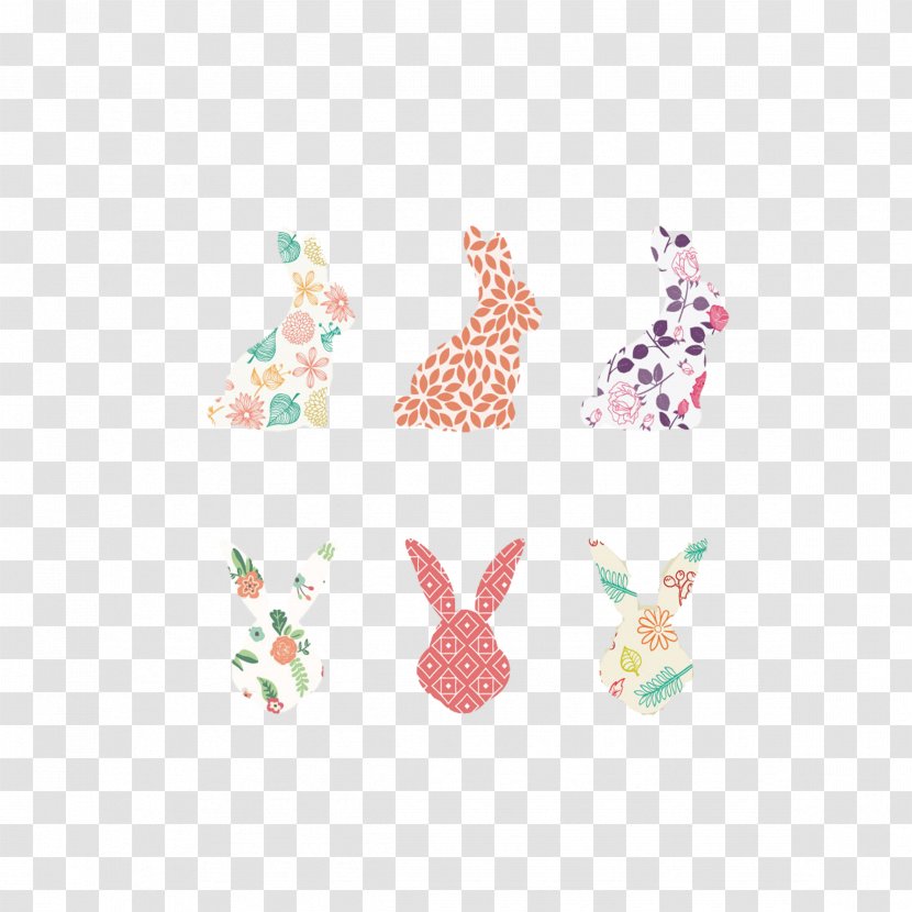 Silhouette Rabbit Illustration - Floral Animals Transparent PNG