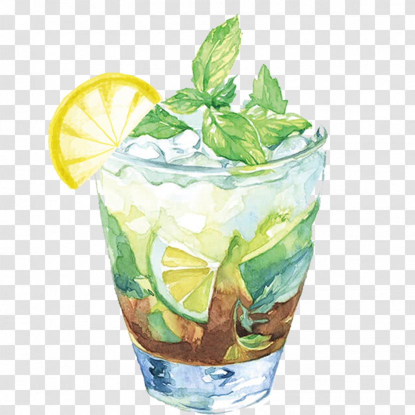 Juice Iced Tea Cocktail Illustration - Lemon - Mint Transparent PNG