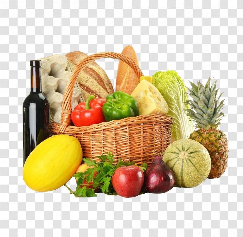 Food Basket Vegetable Fruit Wallpaper - Soup - Wine Melon Red Pepper Peppers Pineapple Tomatoes Transparent PNG