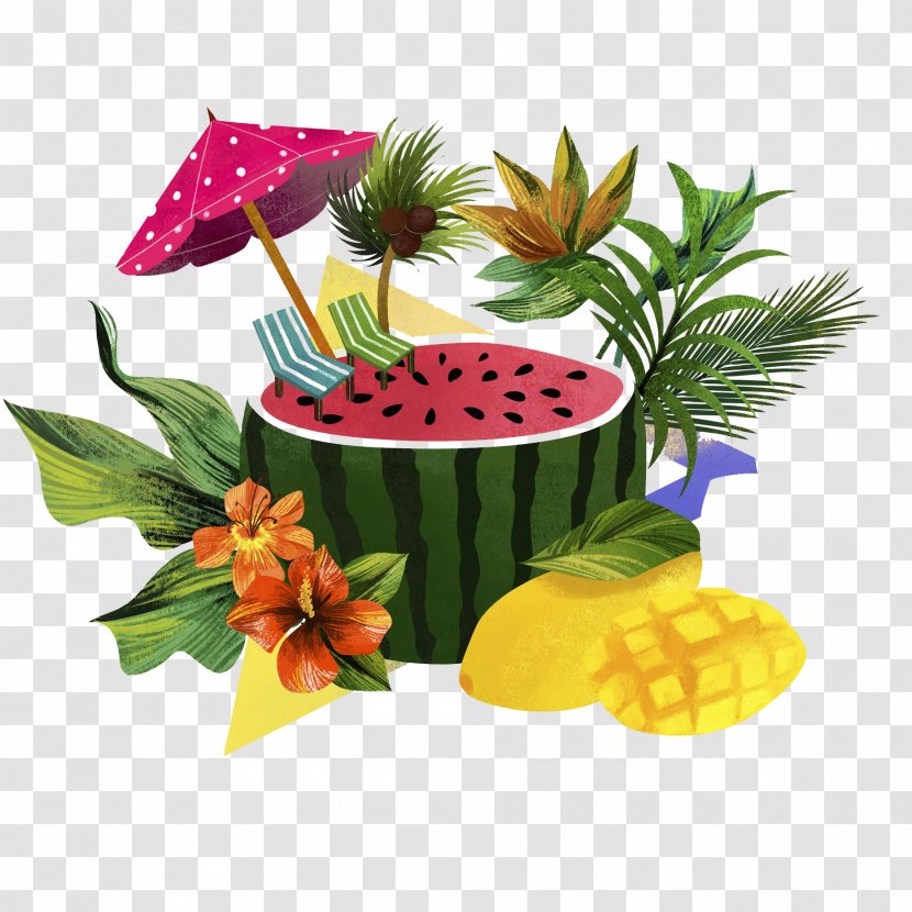 Watermelon Fruit - Flowerpot - On The Leisure Area Transparent PNG