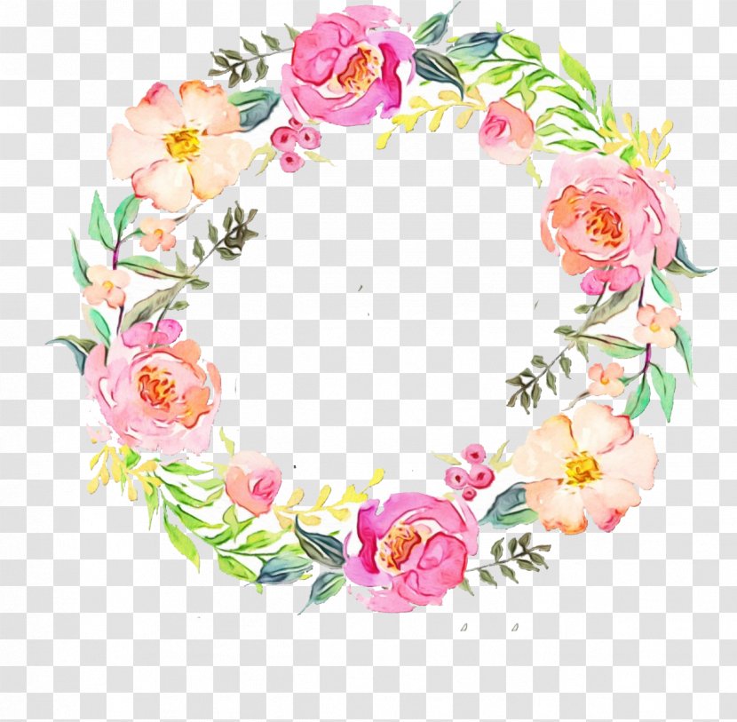 Watercolor Wreath Background - Painting - Rose Family Lei Transparent PNG