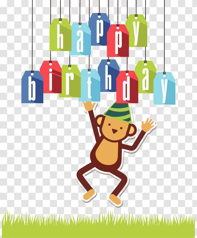 Photography Birthday Illustration - Area - Cartoon Monkey Tag Material Transparent PNG