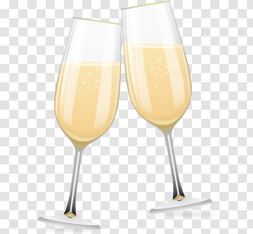 Champagne Glass Bellini Cocktail Wine - Vector Painted Two Glasses Transparent PNG