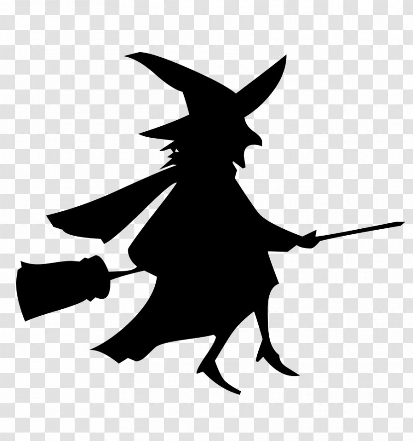 Broom Witchcraft Silhouette Wall Decal - Black And White - Witch Transparent PNG