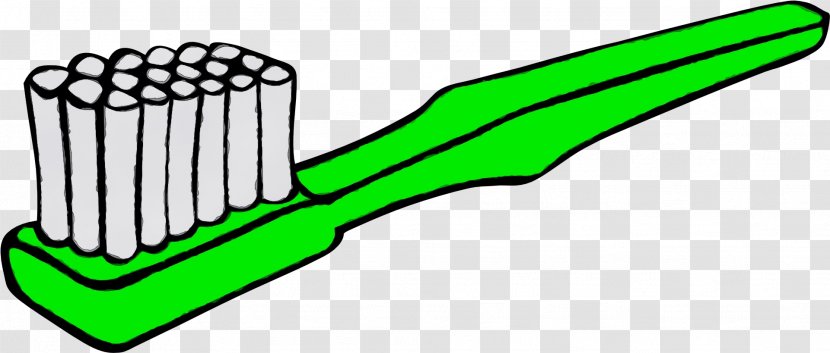 Green Clip Art Line Toothbrush - Paint Transparent PNG