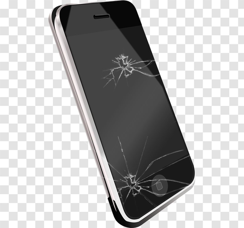 IPhone 4S Vibration Telephone Call Clip Art - Iphone 4s - Broken Screen Black Apple Smartphone Transparent PNG