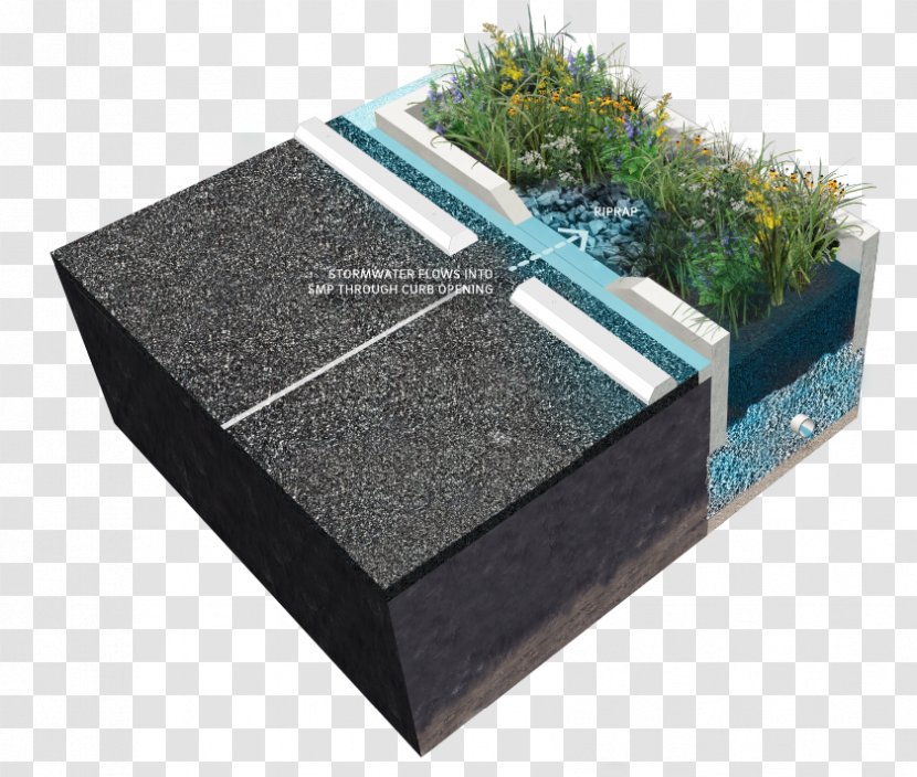 Stormwater Swale Curb Storm Drain Drainage - Permeable Paving - Road Transparent PNG
