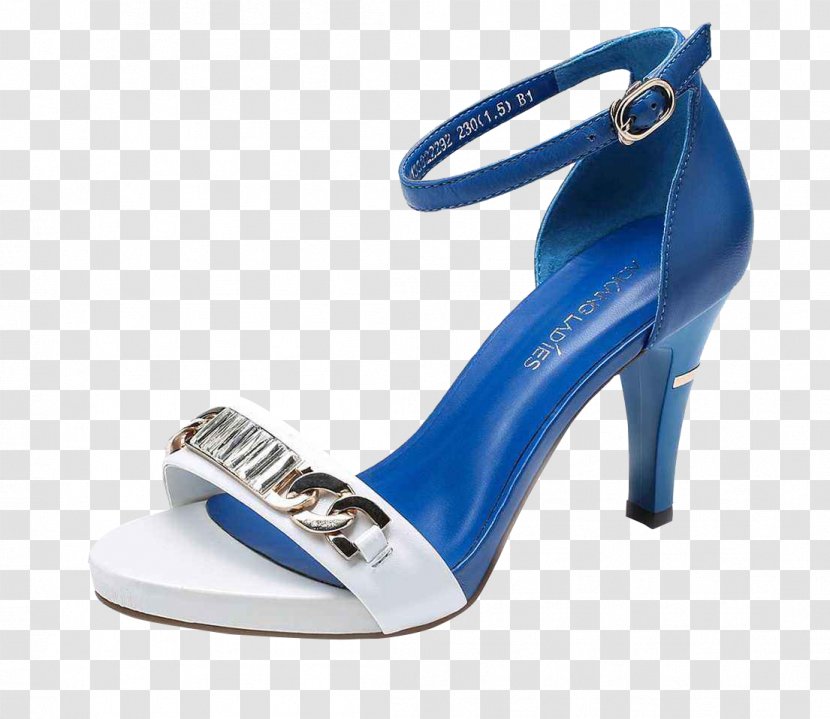 Sandal High-heeled Footwear Shoe - Highheeled - Blue And White High Heeled Sandals With One Word Transparent PNG