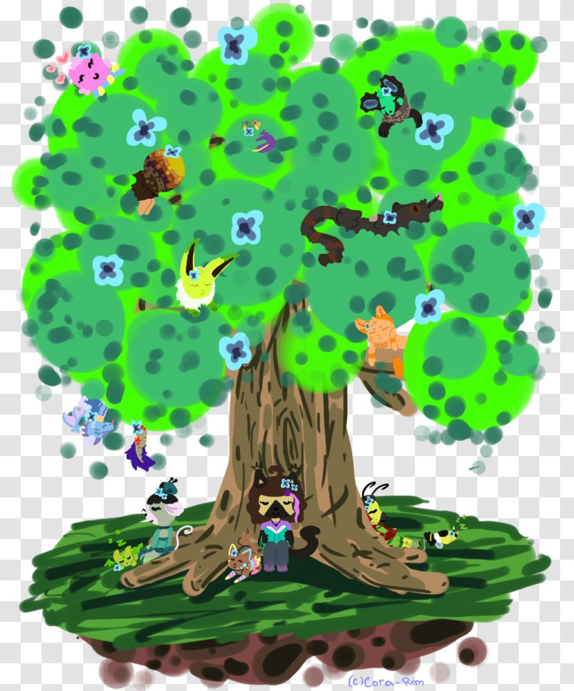 Cartoon Flowering Plant Green Character - Corações Transparent PNG