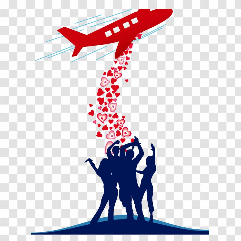Airplane Love Valentines Day Illustration - Vexel - And Aircraft Transparent PNG
