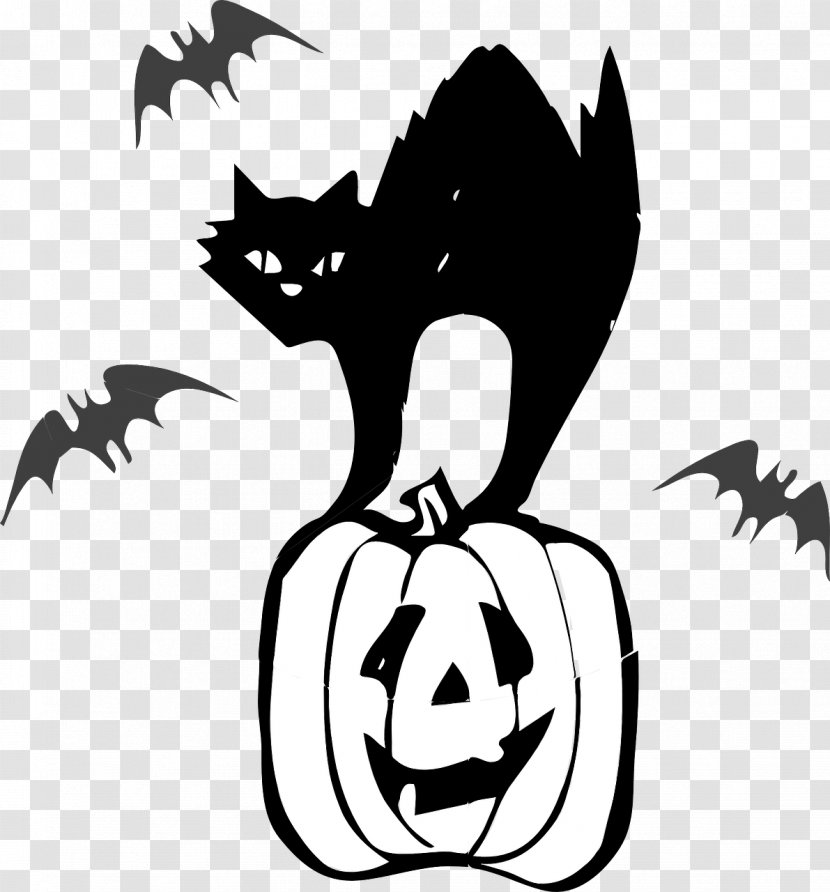 Black Cat Halloween Clip Art - Wing Transparent PNG