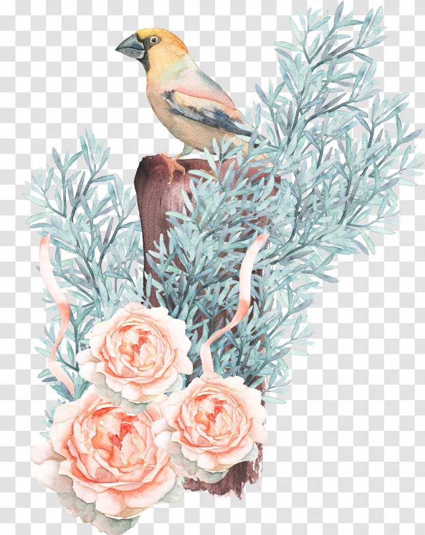 Bird Watercolor Painting Drawing Flower - Birds And Flowers Transparent PNG