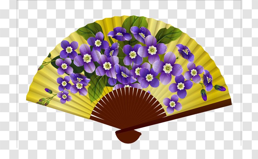 Hand Fan Paper Painting - Home Appliance - A Purple Flower Transparent PNG