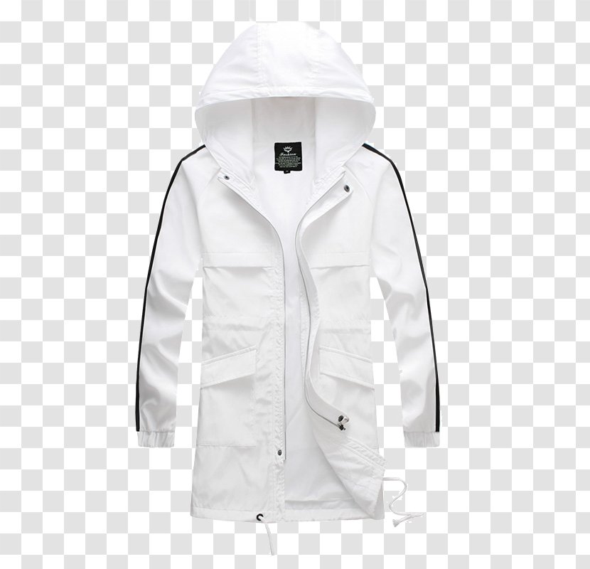 Hoodie White Jacket - Outerwear - Hooded Sports Transparent PNG