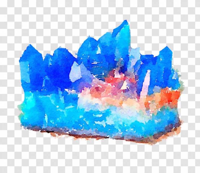 Blue Crystal Mineral Watercolor Painting Rock - Sapphire Transparent PNG