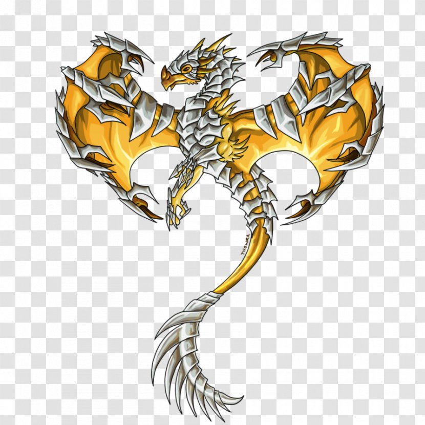 Metallic Dragon Gold Symbol - Mythical Creature Transparent PNG