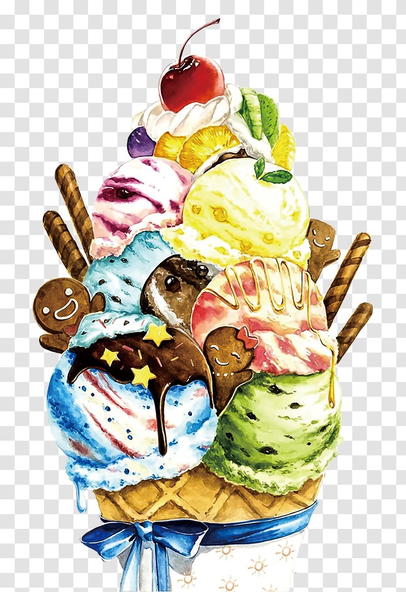 Ice Cream Cupcake Milk Food - Sundae - Cartoon Transparent PNG