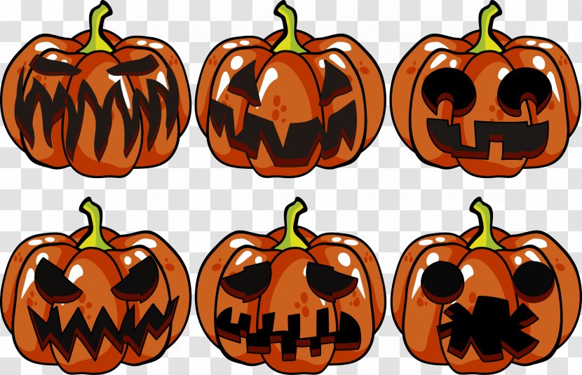 Jack-o-lantern Pumpkin Gourd Halloween - Fruit - Vector Transparent PNG