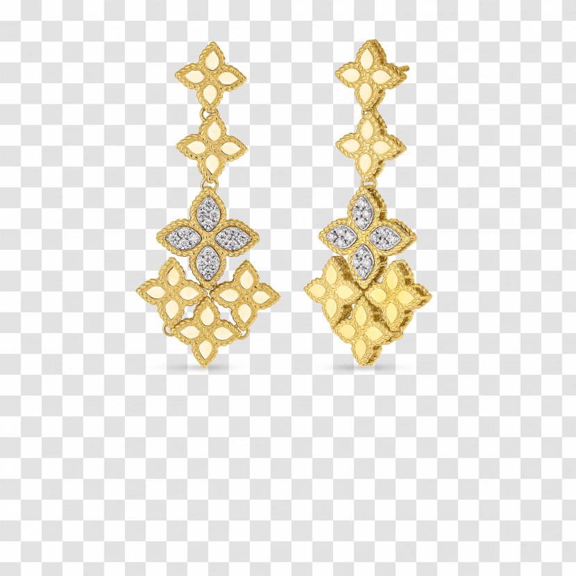 Earring Jewellery Gold Flower Diamond Transparent PNG